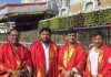 संभाव्य मंत्रिमंडळ विस्ताराच्या पार्श्वभूमीवर शिवसेना शिंदे गटाच्या खासदारांची तिरुपती वारी:11 किलोमीटरची पायपीट, कन्यका देवीचेही घेतले दर्शन