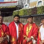 संभाव्य मंत्रिमंडळ विस्ताराच्या पार्श्वभूमीवर शिवसेना शिंदे गटाच्या खासदारांची तिरुपती वारी:11 किलोमीटरची पायपीट, कन्यका देवीचेही घेतले दर्शन
